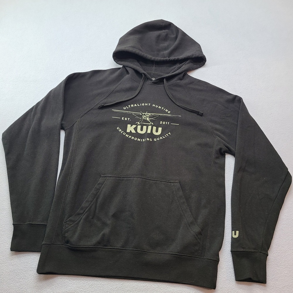 KUIU Hoodie Mens Small Black Excellent Ultralight Hunting Graphic Sweatshirt